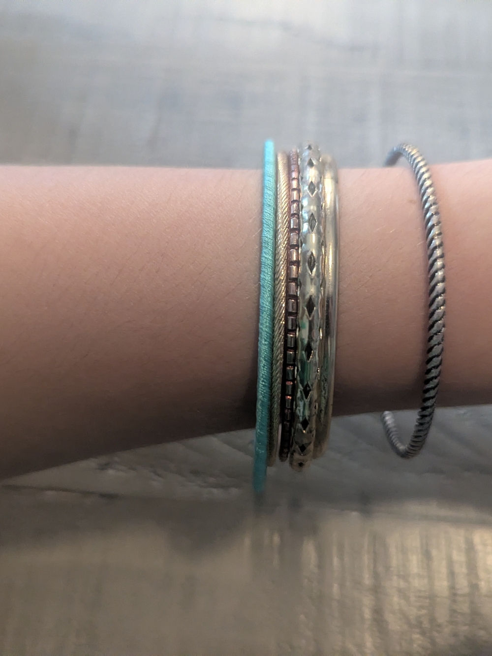 Turquoise and Silver Mixed Bangle Set - Women Accessories Bracelets